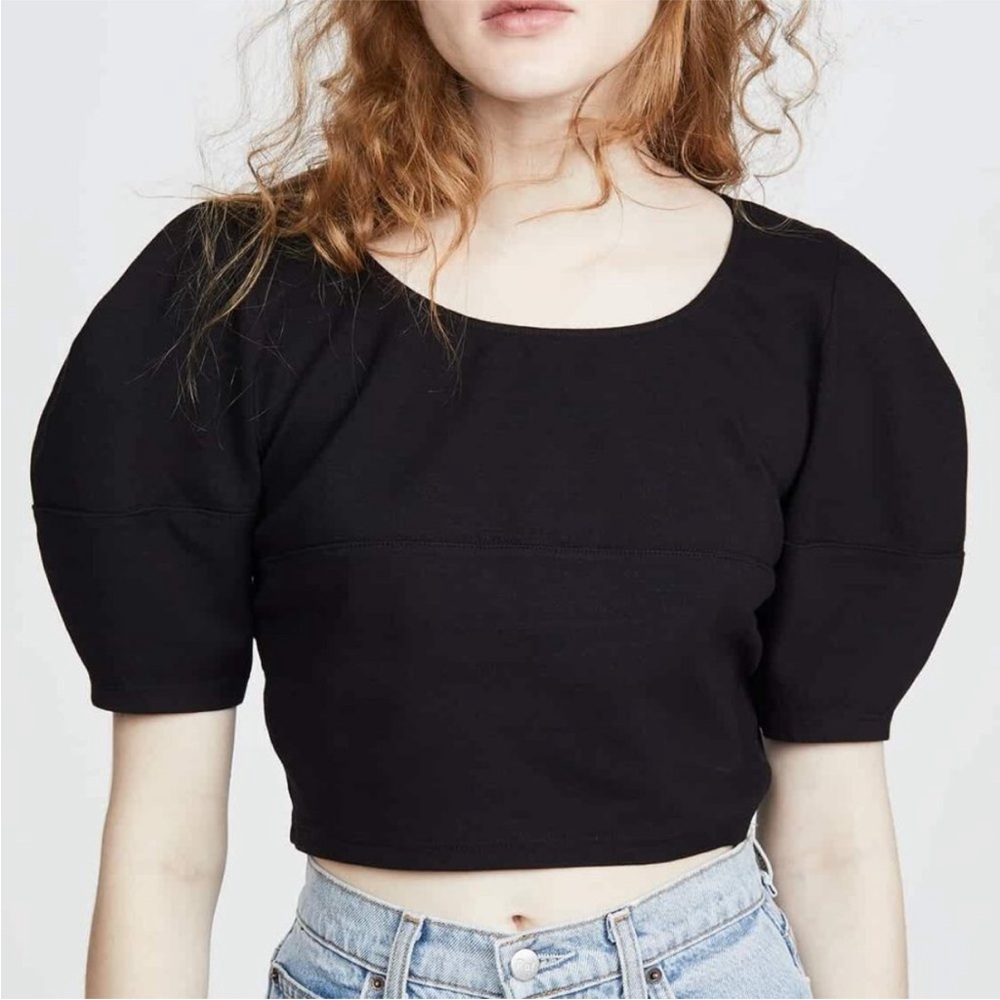 Stateside Black Puff Sleeve Crop Top